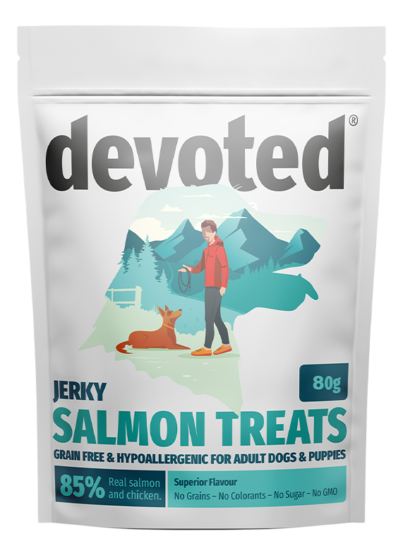 80g Devoted Grain Free & Hypoallergenic Salmon Jerky Dog Treats