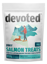 Load image into Gallery viewer, 80g Devoted Grain Free &amp; Hypoallergenic Salmon Jerky Dog Treats