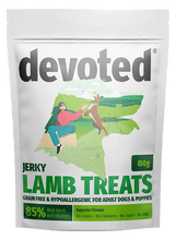 Load image into Gallery viewer, 80g Devoted Grain Free &amp; Hypoallergenic Lamb Jerky Dog Treats