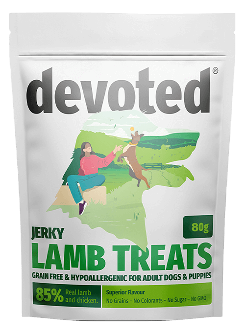 80g Devoted Grain Free & Hypoallergenic Lamb Jerky Dog Treats